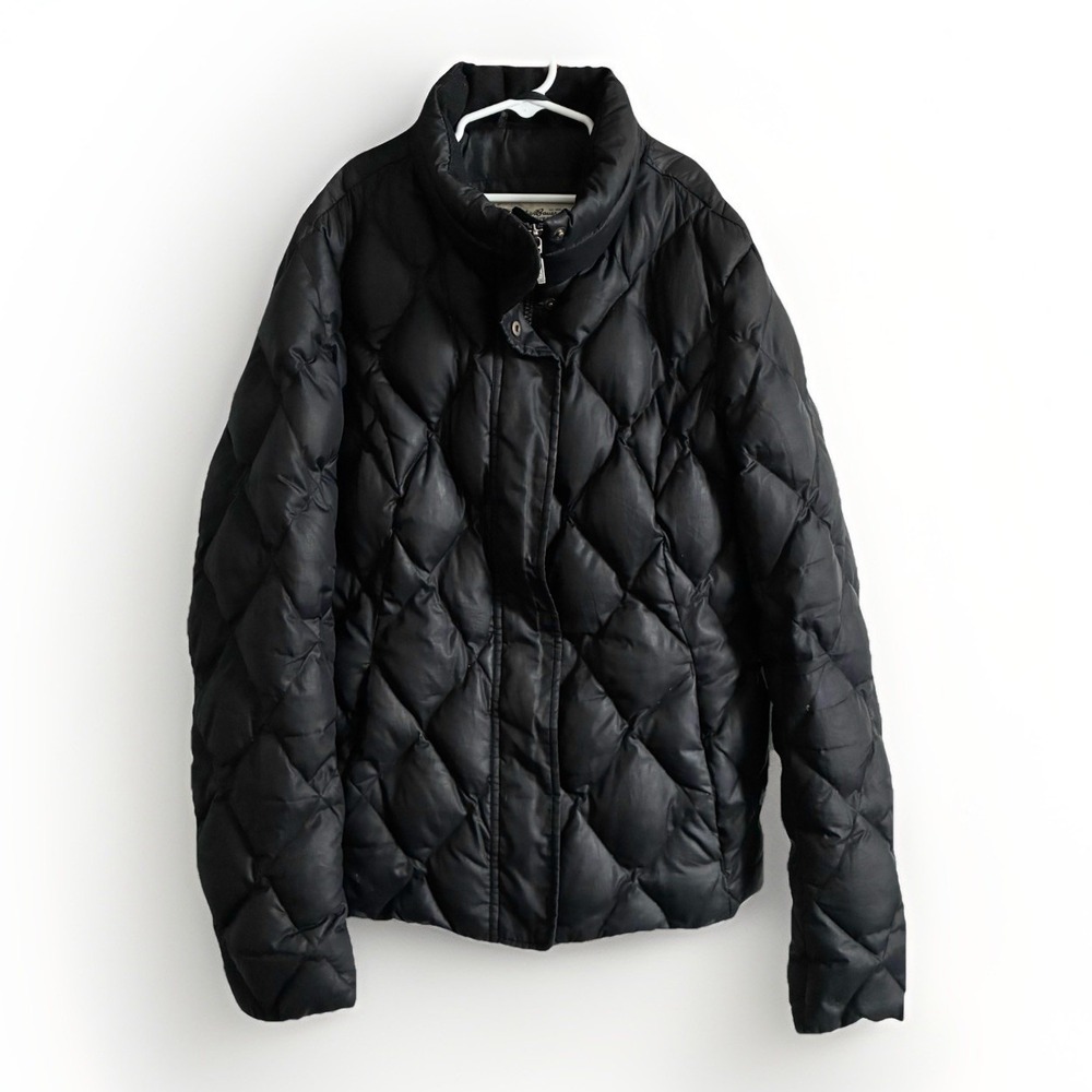 Eddie Bauer Goose Down Quilted Black Puffer Jacket Winter Coat Womens Large